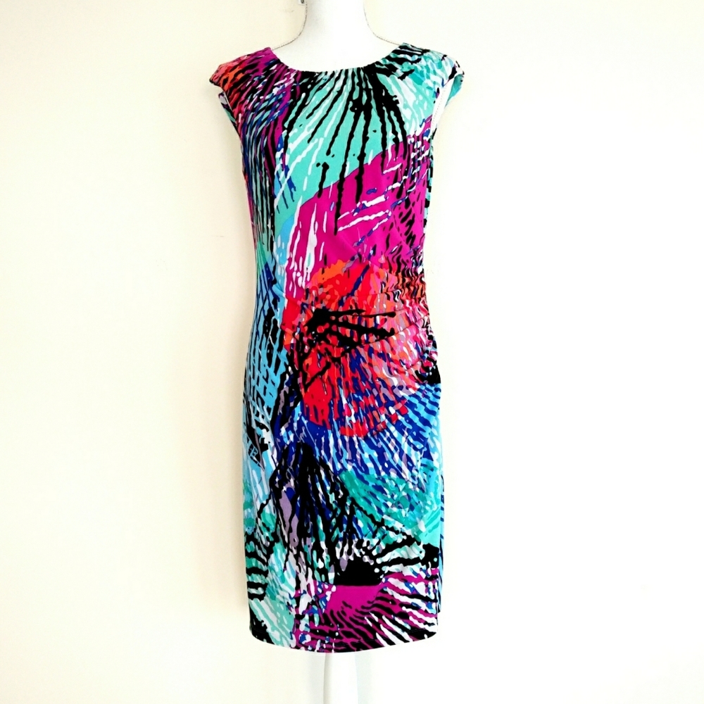 Ellen Tracy Multicolor Abstract Print Dress - Picture 9 of 9